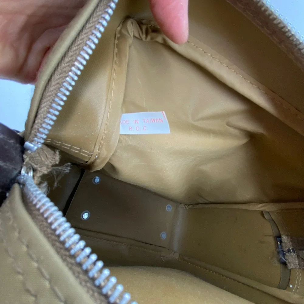 Vtg World Way Tan Brown Crossbody Flight Messenger Bag Travel Retro Gear *Read